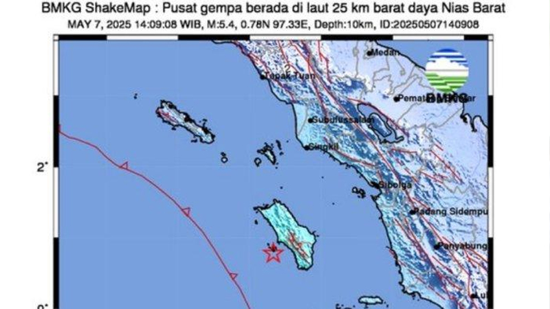Nias Barat Diguncang Gempa Magnitudo 5,4, Warga Diminta Tetap Tenang